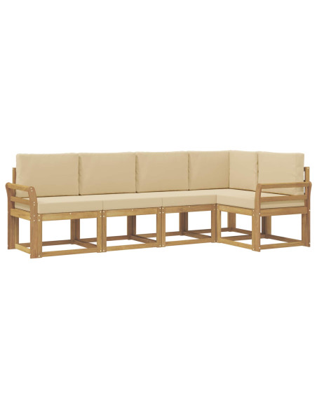 Set di divani da esterno con cuscino 5 pcs Bianco e Beige