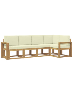 Set di divani da esterno con cuscino 5 pcs Bianco e Crema 2