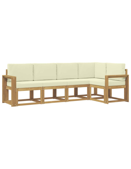 Set di divani da esterno con cuscino 5 pcs Bianco e Crema