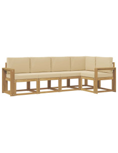 Set di divani da esterno con cuscino 5 pcs Bianco e Beige 2