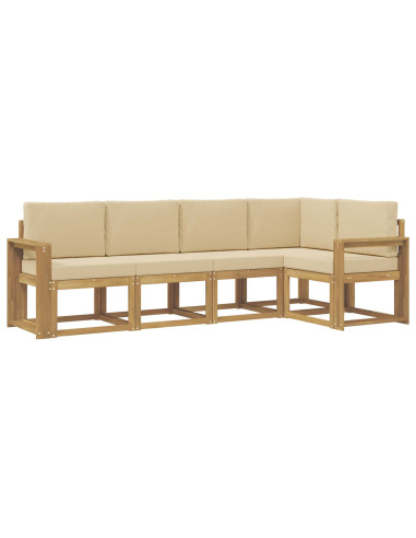 Set di divani da esterno con cuscino 5 pcs Bianco e Beige