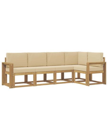 Set di divani da esterno con cuscino 5 pcs Bianco e Beige