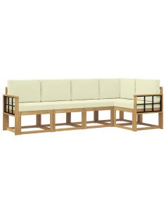 Set di divani da esterno con cuscino 5 pcs Bianco e Crema 2