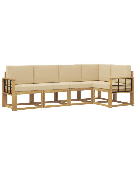 Set di divani da esterno con cuscino 5 pcs Bianco e Beige