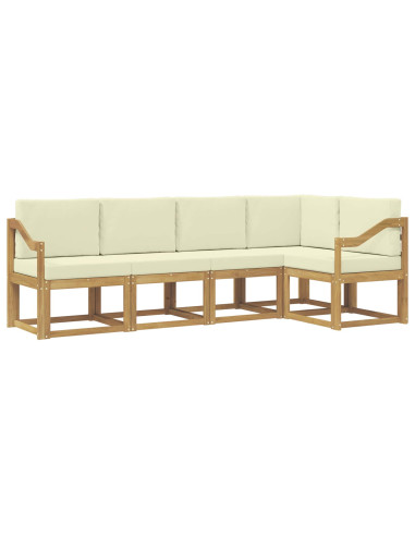 Set di divani da esterno con cuscino 5 pcs Bianco e Crema