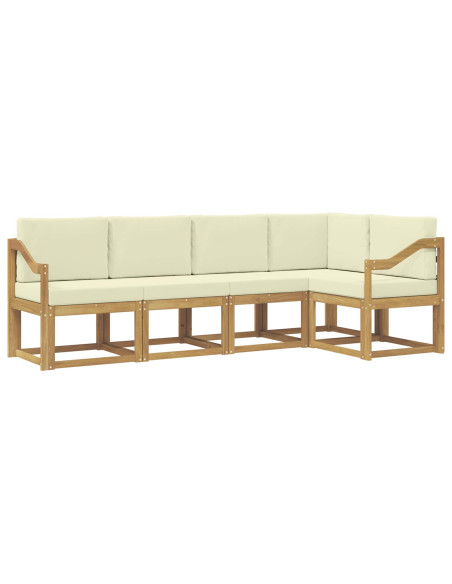 Set di divani da esterno con cuscino 5 pcs Bianco e Crema