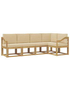 Set di divani da esterno con cuscino 5 pcs Bianco e Beige 2