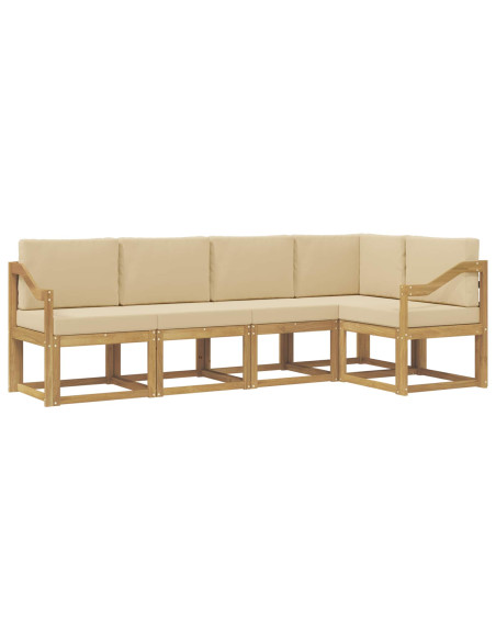 Set di divani da esterno con cuscino 5 pcs Bianco e Beige
