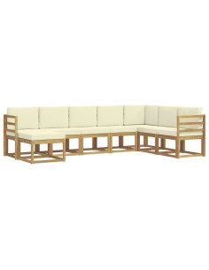 Set di divani da esterno con cuscino 8 pcs Bianco e Crema 2