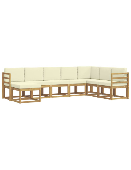 Set di divani da esterno con cuscino 8 pcs Bianco e Crema