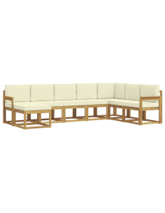 Set di divani da esterno con cuscino 8 pcs Bianco e Crema 2