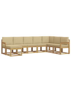 Set di divani da esterno con cuscino 8 pcs Bianco e Beige 2