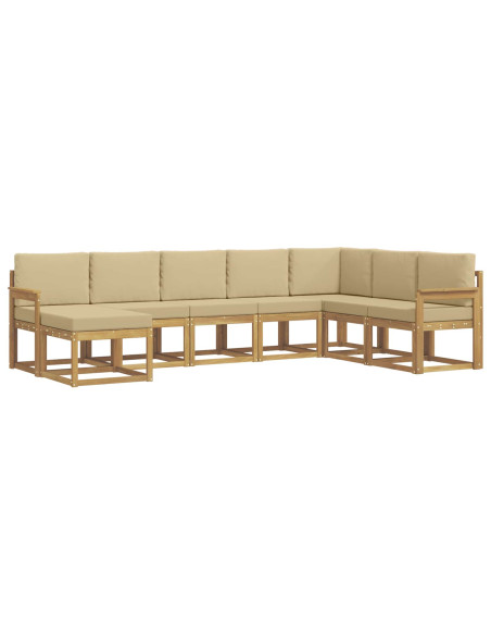 Set di divani da esterno con cuscino 8 pcs Bianco e Beige