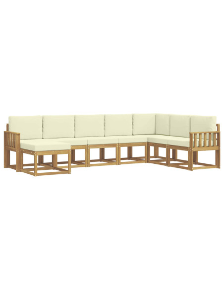 Set di divani da esterno con cuscino 8 pcs Bianco e Crema