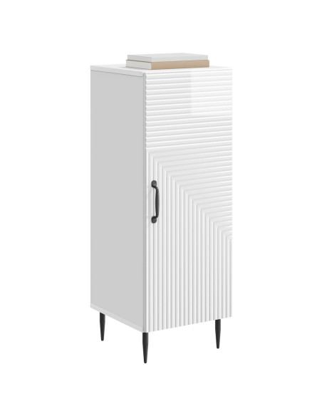 Credenza Bianco Lucido 33 x 34,5 x 89,5 cm Legno ingegnerizzato