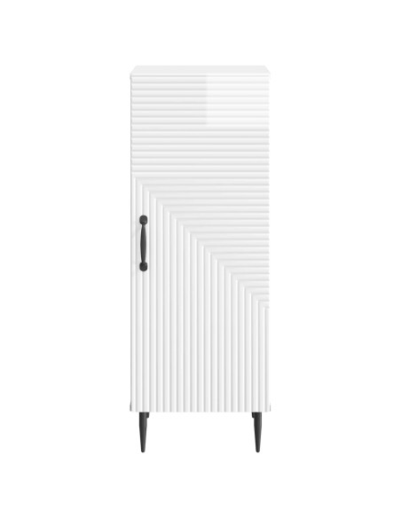 Credenza Bianco Lucido 33 x 34,5 x 89,5 cm Legno ingegnerizzato