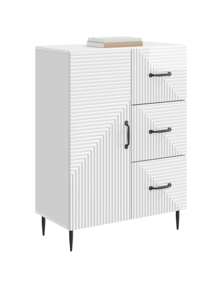 Credenza Bianco Lucido 66 x 34,5 x 89,5 cm Legno ingegnerizzato