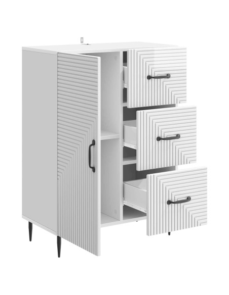 Credenza Bianco Lucido 66 x 34,5 x 89,5 cm Legno ingegnerizzato