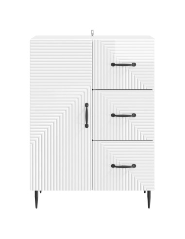 Credenza Bianco Lucido 66 x 34,5 x 89,5 cm Legno ingegnerizzato
