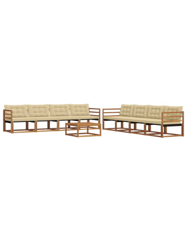 Set di divani da esterno con cuscino 9 pcs Naturale e Beige
