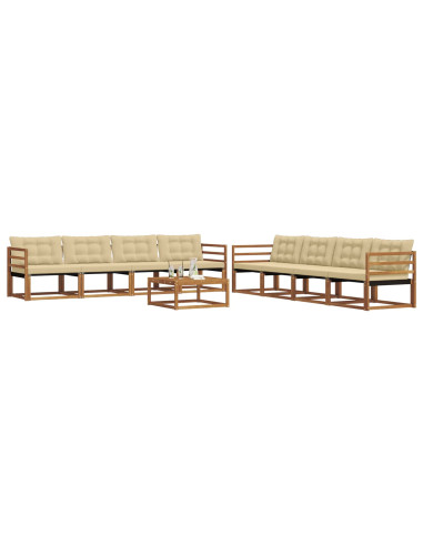 Set di divani da esterno con cuscino 9 pcs Naturale e Beige