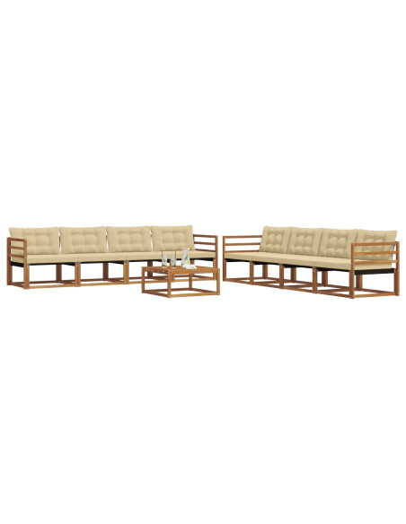 Set di divani da esterno con cuscino 9 pcs Naturale e Beige