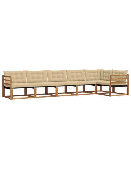 Set di divani da esterno con cuscino 6 pcs Naturale e Beige