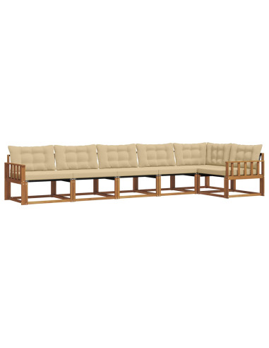 Set di divani da esterno con cuscino 6 pcs Naturale e Beige