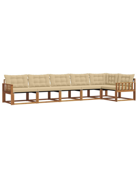 Set di divani da esterno con cuscino 6 pcs Naturale e Beige