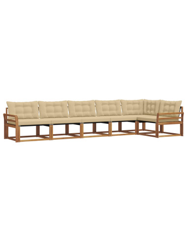 Set di divani da esterno con cuscino 6 pcs Naturale e Beige