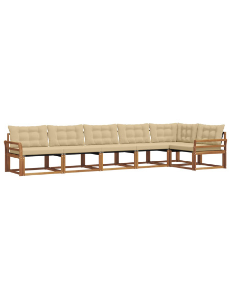 Set di divani da esterno con cuscino 6 pcs Naturale e Beige