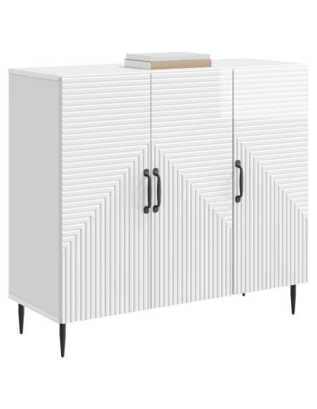 Credenza Bianco Lucido 89 x 34,5 x 80 cm Legno ingegnerizzato