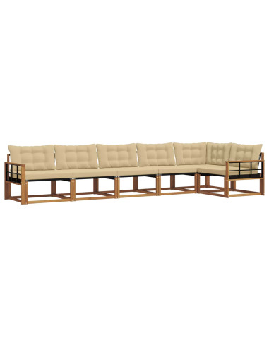 Set di divani da esterno con cuscino 6 pcs Naturale e Beige
