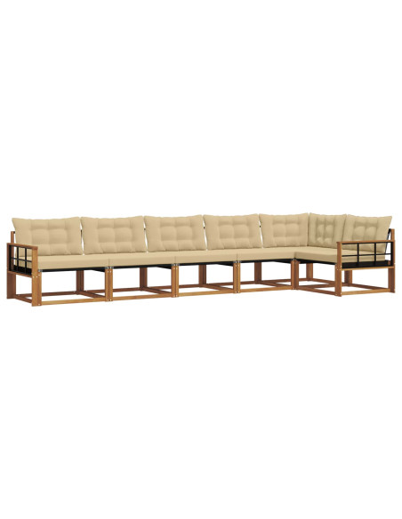 Set di divani da esterno con cuscino 6 pcs Naturale e Beige