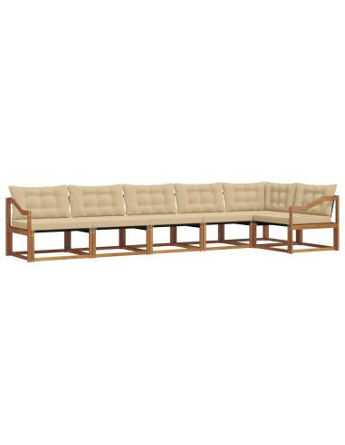 Set di divani da esterno con cuscino 6 pcs Naturale e Beige