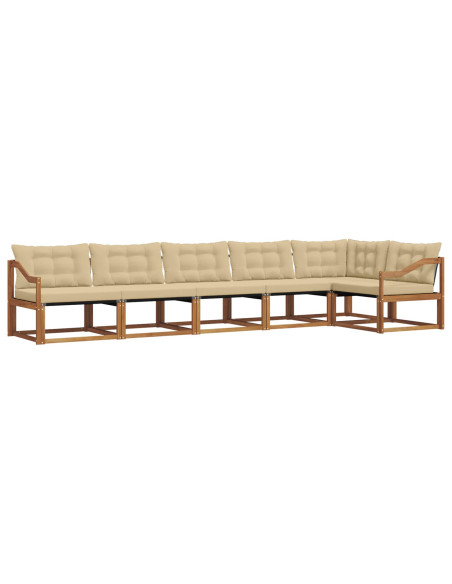 Set di divani da esterno con cuscino 6 pcs Naturale e Beige