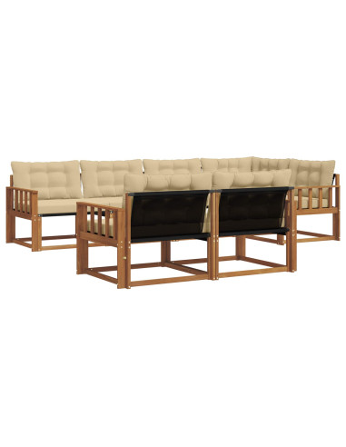 Set di divani da esterno con cuscino 7 pcs Naturale e Beige