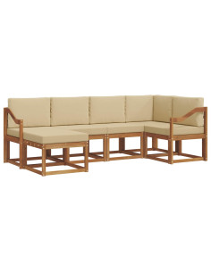 Set di divani da esterno con cuscino 6 pcs Naturale e Beige 2