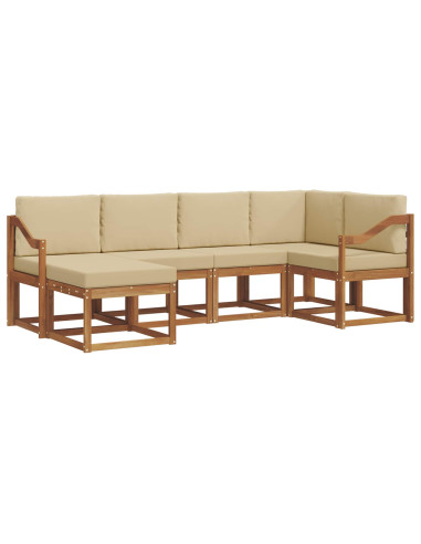 Set di divani da esterno con cuscino 6 pcs Naturale e Beige