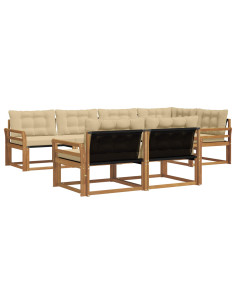 Set di divani da esterno con cuscino 7 pcs Naturale e Beige 2