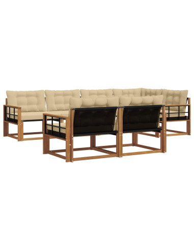 Set di divani da esterno con cuscino 7 pcs Naturale e Beige