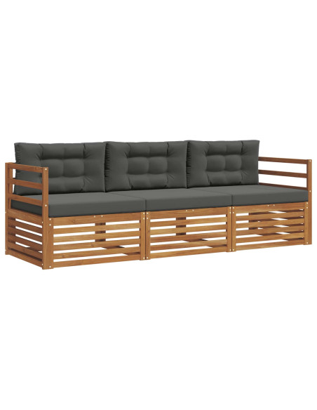 Set di divani da esterno con cuscino 3 pcs Naturale e Antracite