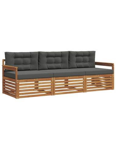 Set di divani da esterno con cuscino 3 pcs Naturale e Antracite