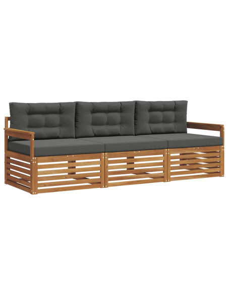 Set di divani da esterno con cuscino 3 pcs Naturale e Antracite
