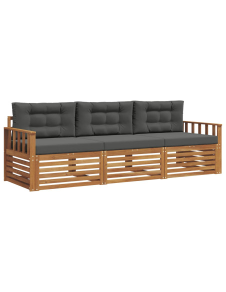 Set di divani da esterno con cuscino 3 pcs Naturale e Antracite