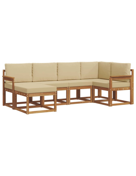 Set di divani da esterno con cuscino 6 pcs Naturale e Beige