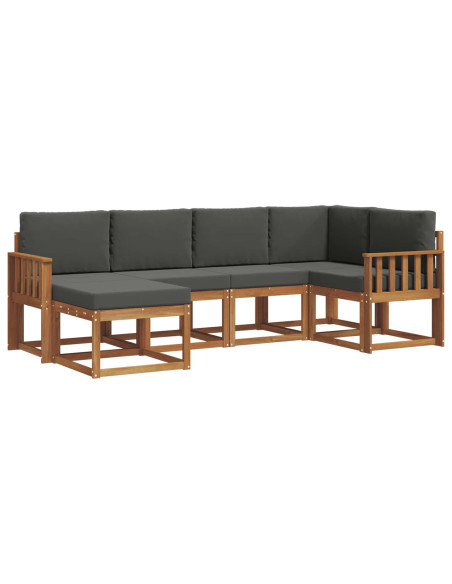 Set di divani da esterno con cuscino 6 pcs Naturale e Antracite