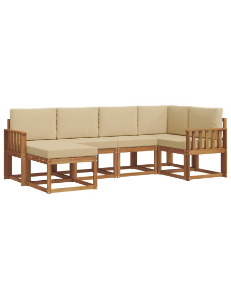 Set di divani da esterno con cuscino 6 pcs Naturale e Beige