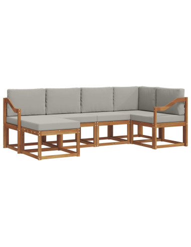 Set di divani da esterno 6 pcs Grigio Naturale e Chiaro