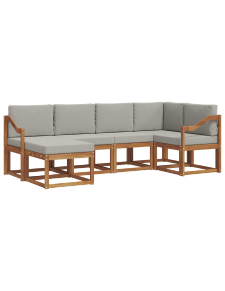 Set di divani da esterno 6 pcs Grigio Naturale e Chiaro